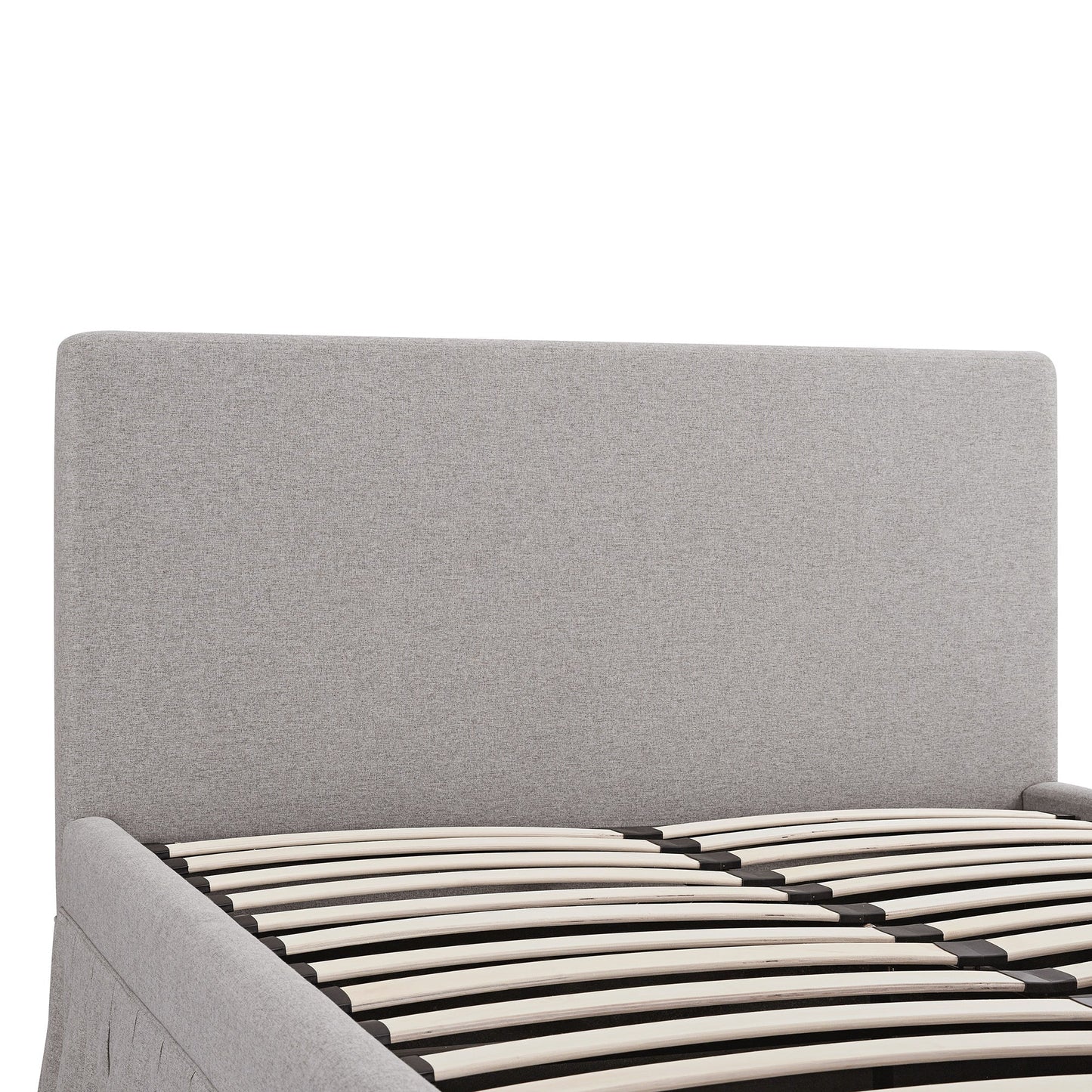 Egerton Box-Pleat Ottoman Bed with Storage, Stone Brushed Fabric