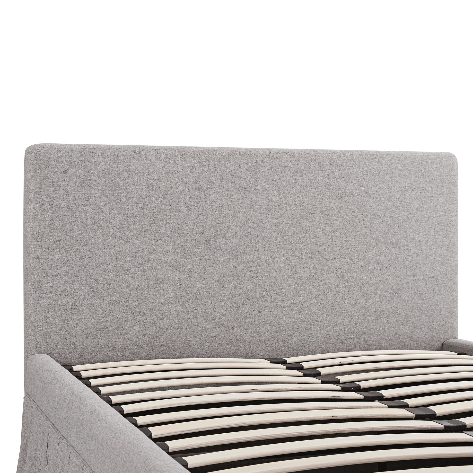 Egerton Box-Pleat Ottoman Bed with Storage, Stone Brushed Fabric