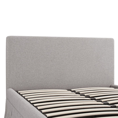 Egerton Box-Pleat Ottoman Bed with Storage, Stone Brushed Fabric