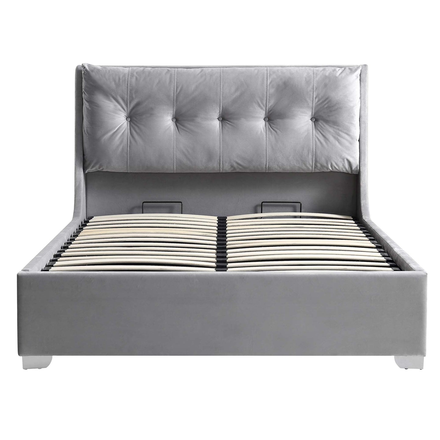 Hadley Grey Velvet Ottoman Bed with Storage