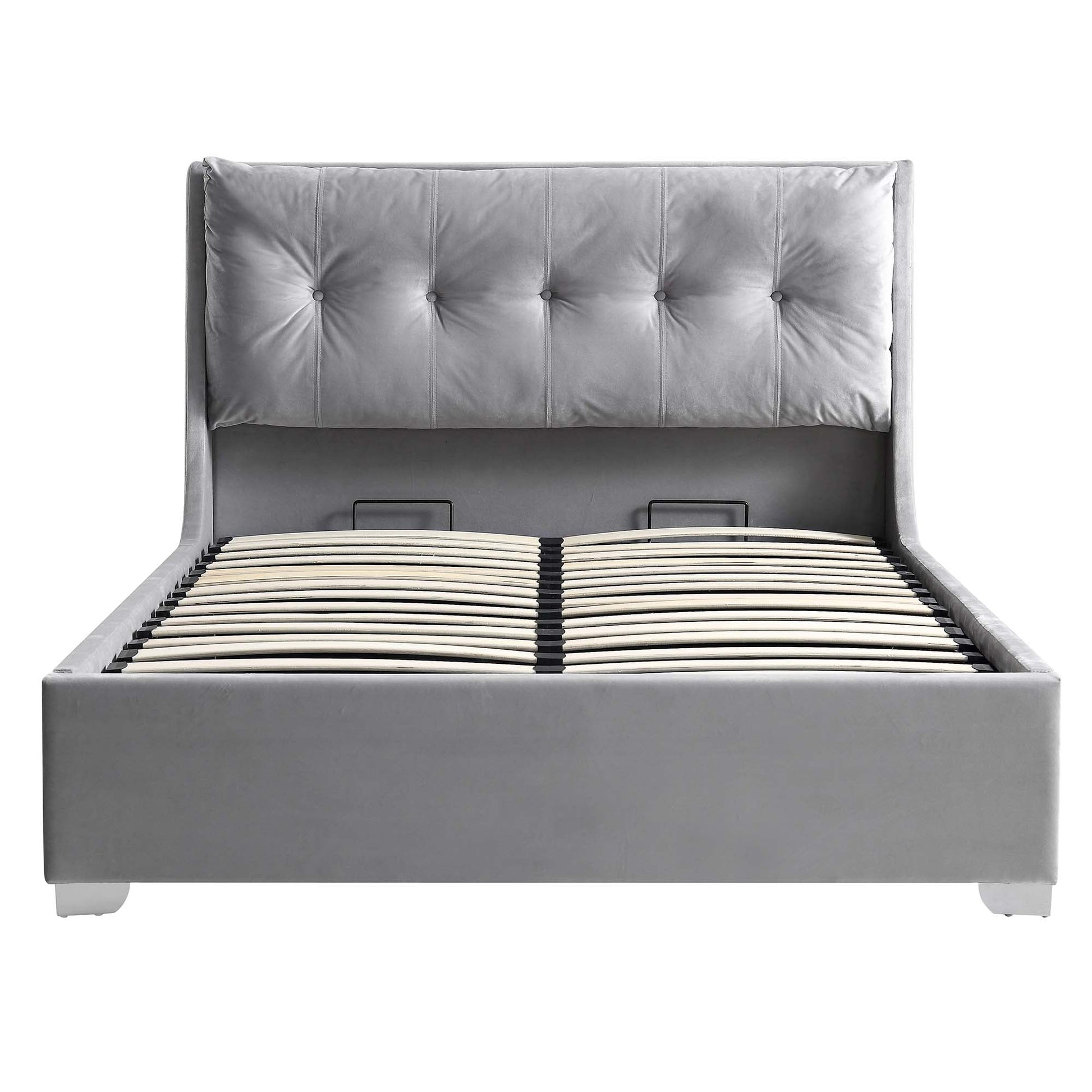 Hadley Grey Velvet Ottoman Bed with Storage