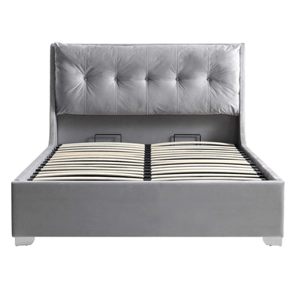 Hadley Grey Velvet Ottoman Bed with Storage