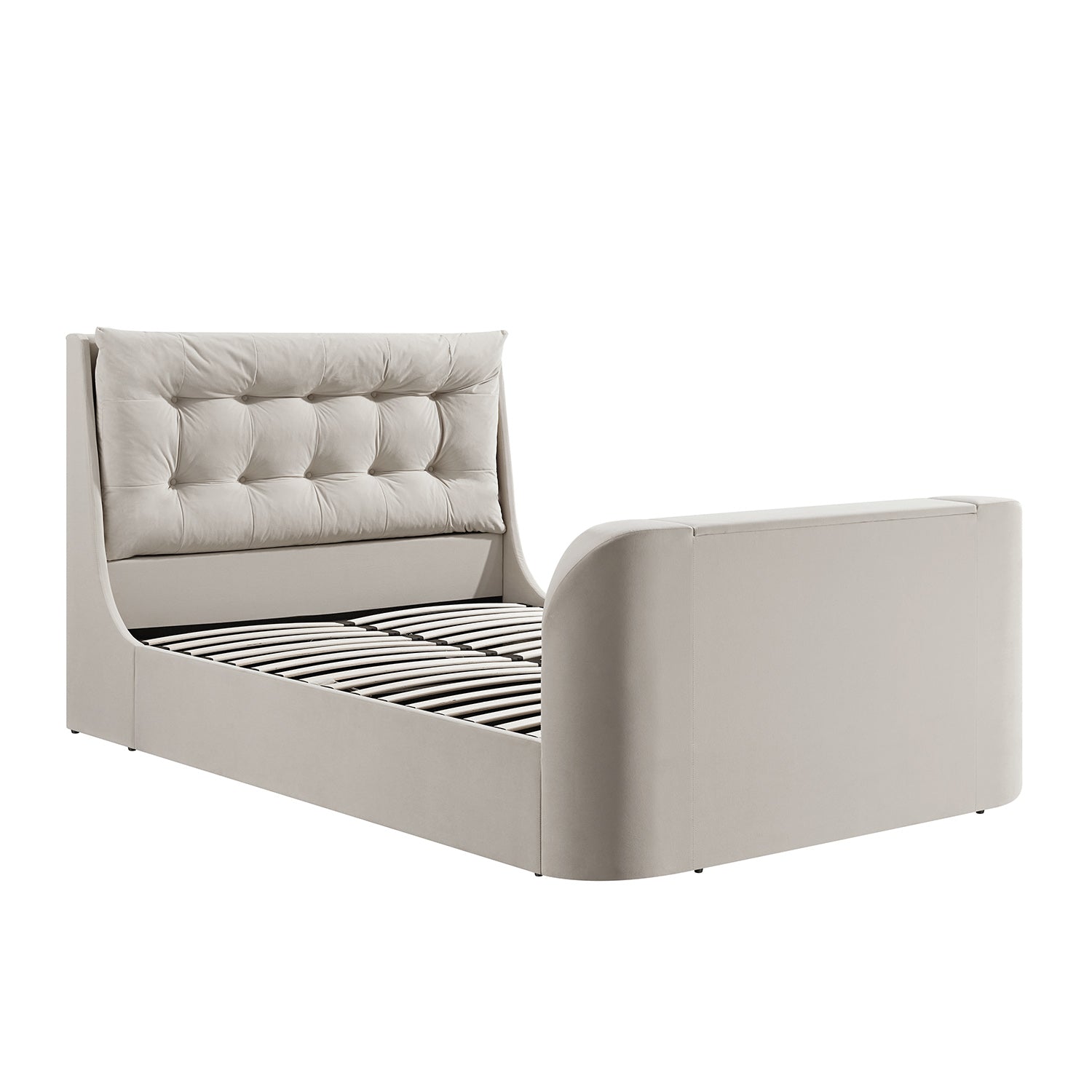 Hadley Champagne Velvet TV Bed with Ottoman Storage
