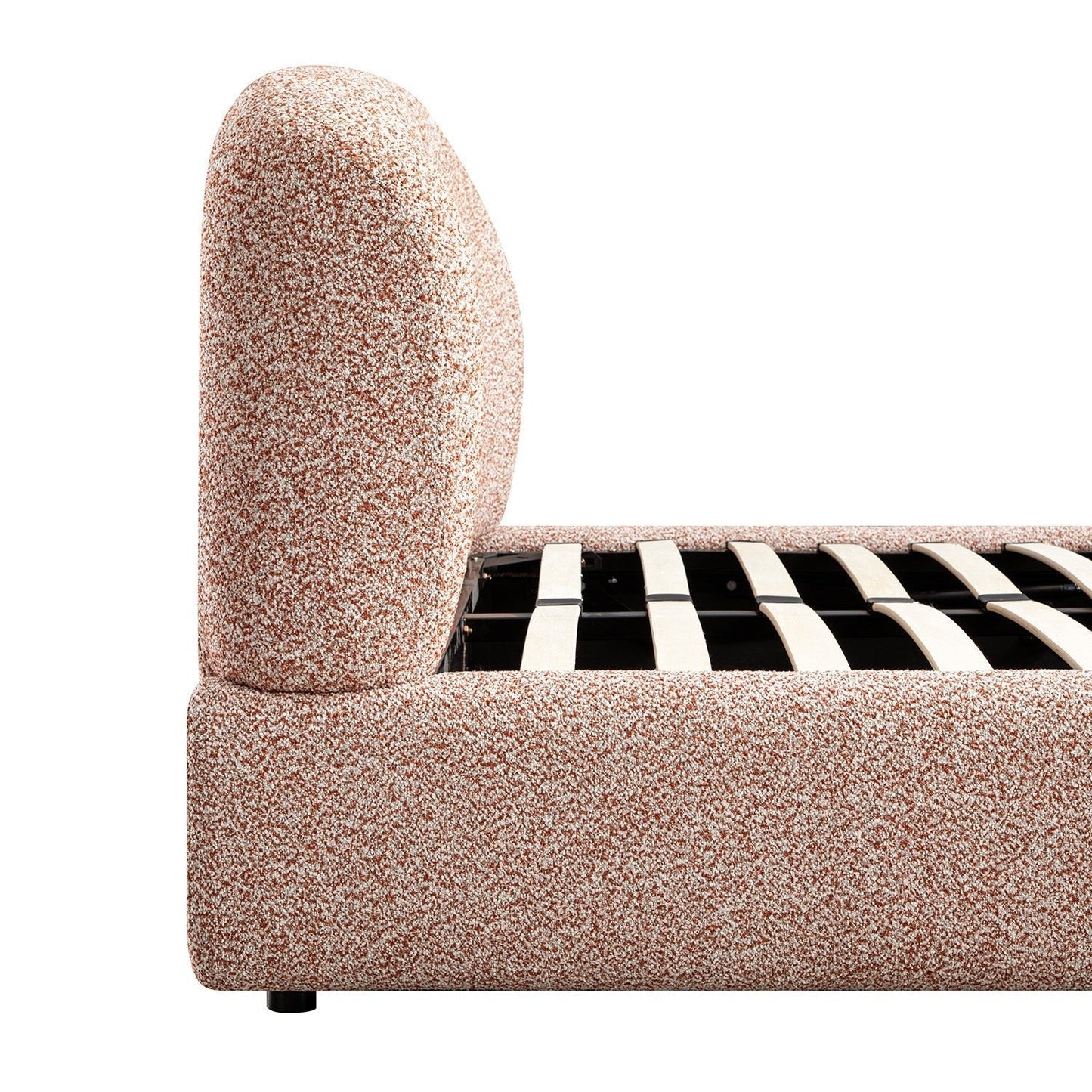 Constance Winged Headboard Ottoman Bed with Storage, Musk Blush Boucle