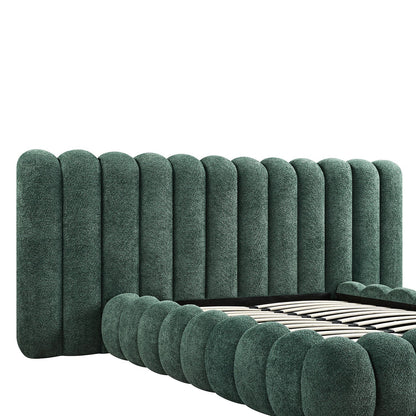 Sebastian Grand Bed with Storage, Forest Green Teddy Bouclé