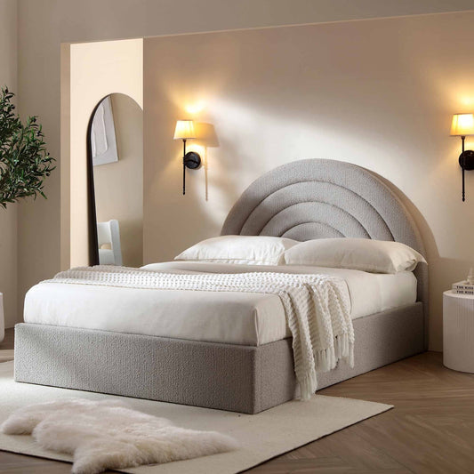 Archer Grey Boucle Ottoman Bed with Storage