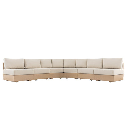 Jardin Aluminium Outdoor Modular 6-Piece Curved Corner Sofa Set, Natural