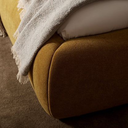 Thera Pillow Headboard Upholstered Bed, Burnt Ochre Chenille