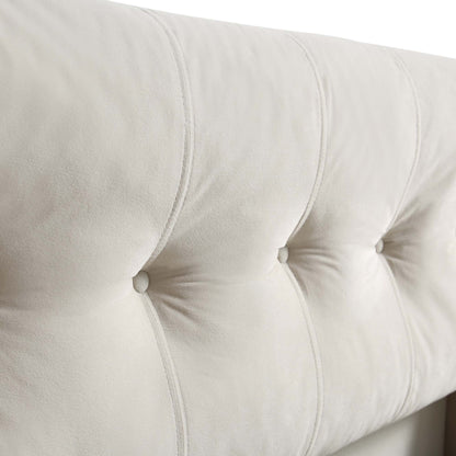Hadley Champagne Velvet Ottoman Bed with Storage