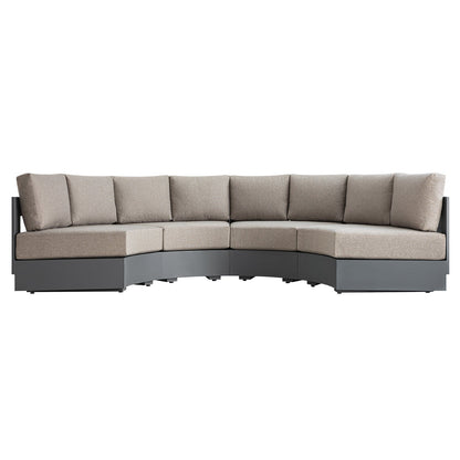 Jardin Aluminium Outdoor Modular Grande 4-Piece Curved Sofa Set, Granite