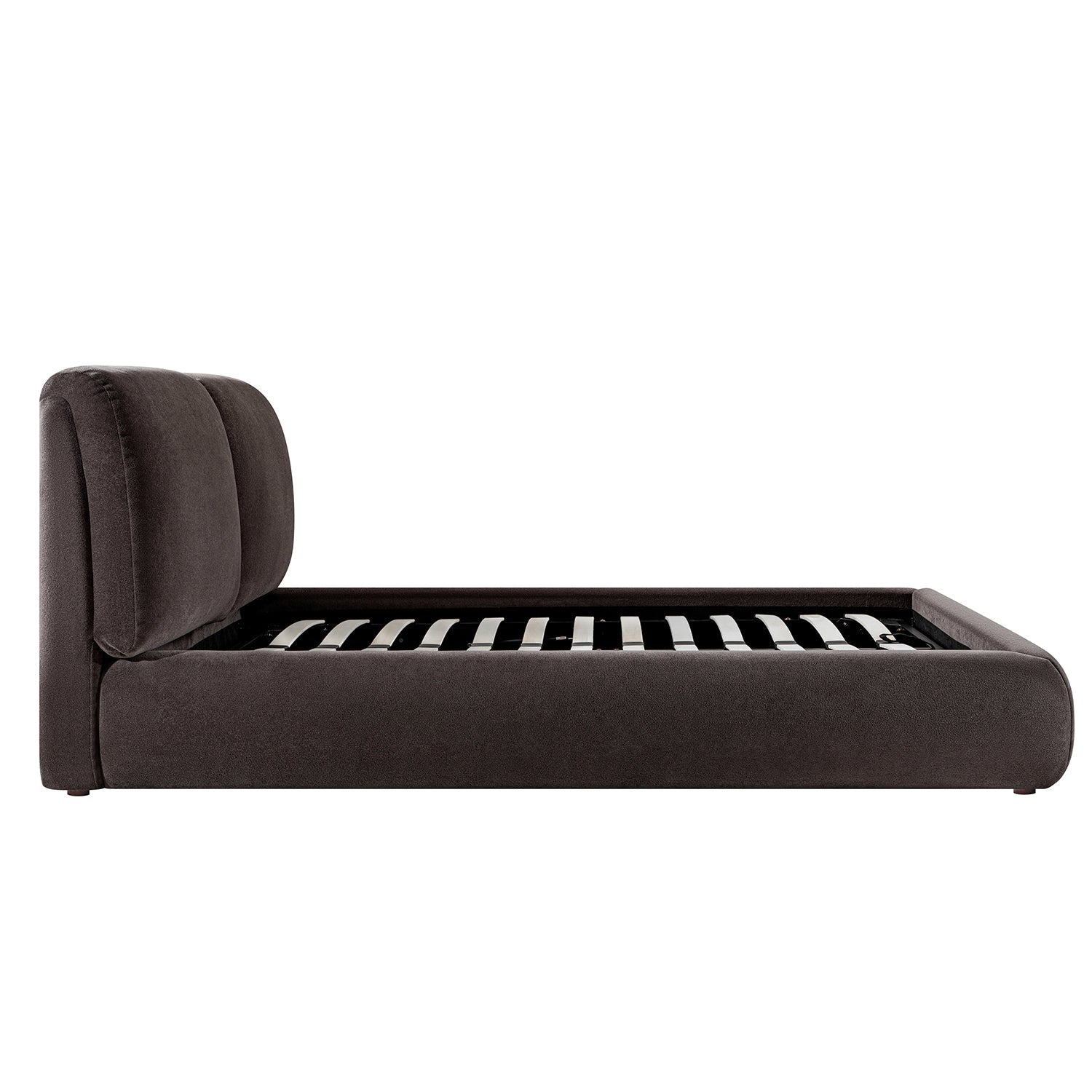 Thera Pillow Headboard Upholstered Bed, Cocoa Chenille
