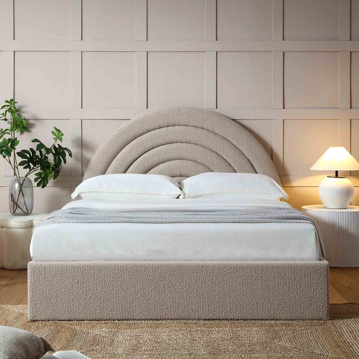 Archer Taupe Boucle Ottoman Bed with Storage
