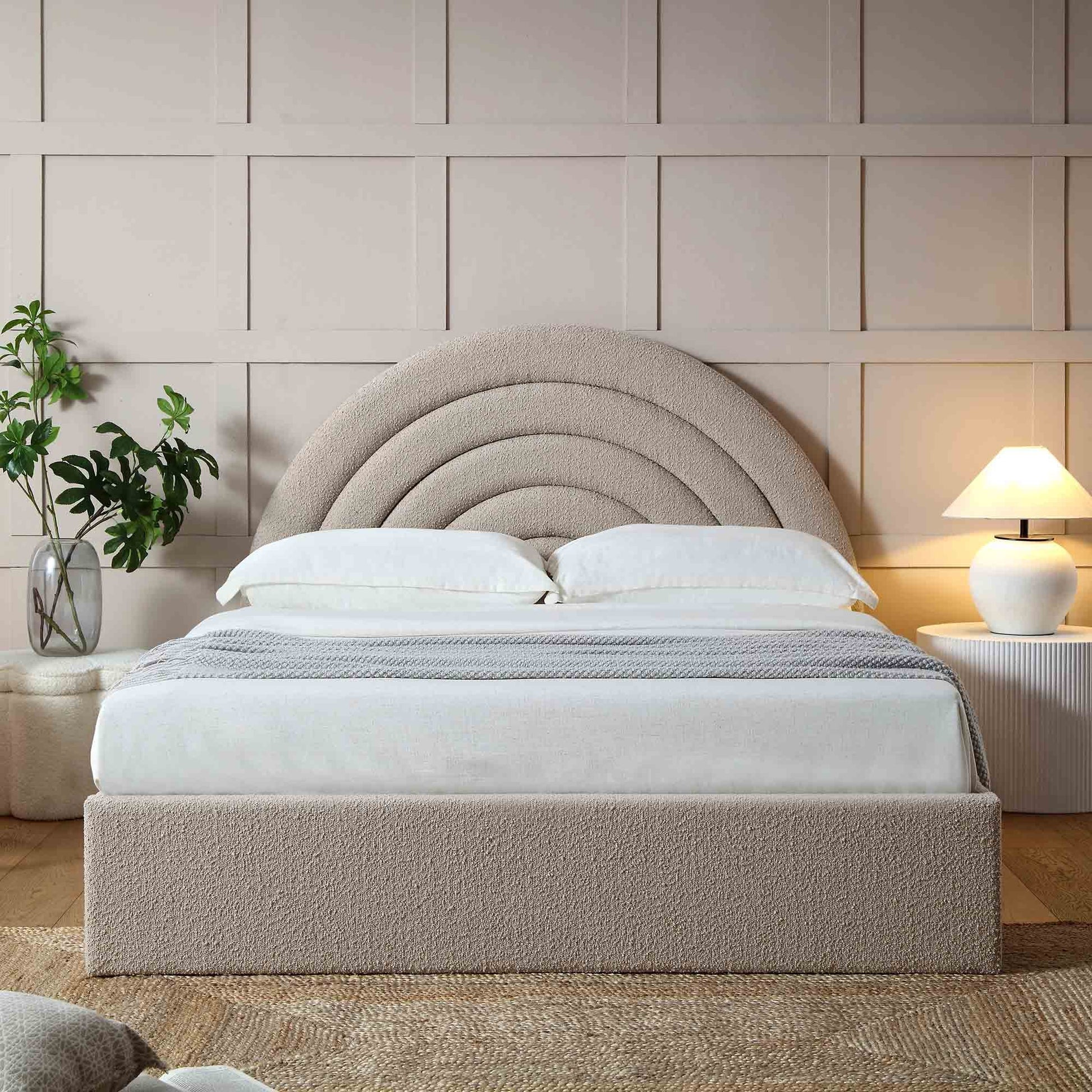 Archer Taupe Boucle Ottoman Bed with Storage