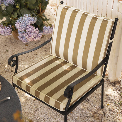 Haymes Indoor and Outdoor Metal 4-Seater Round Dining Set, Khaki Stripe