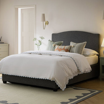 Chilworth Upholstered Ottoman Bed with Storage, Dark Grey Weave Fabric