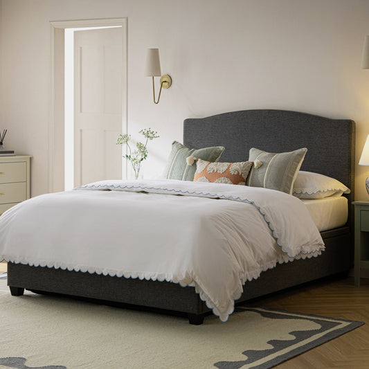 Chilworth Upholstered Ottoman Bed with Storage, Dark Grey Weave Fabric