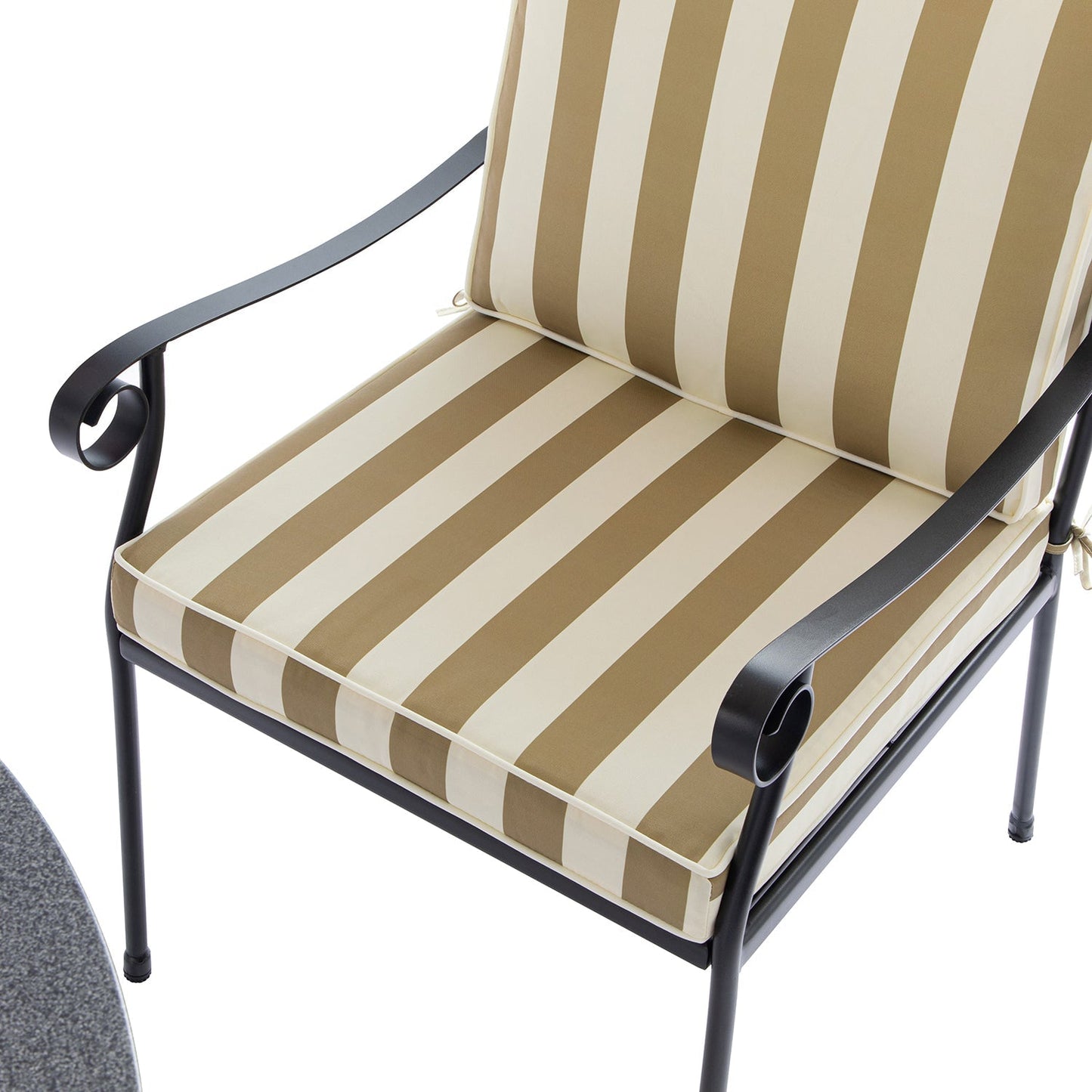 Haymes Indoor and Outdoor Metal 4-Seater Round Dining Set, Khaki Stripe