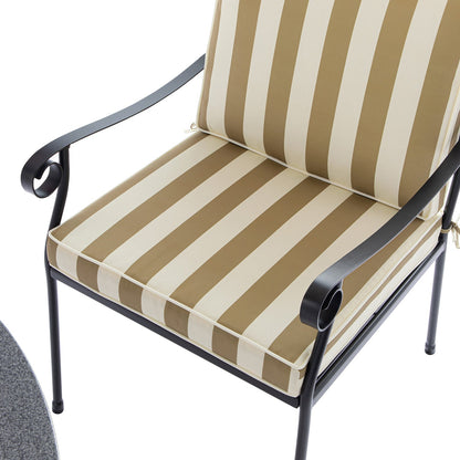 Haymes Indoor and Outdoor Metal 4-Seater Round Dining Set, Khaki Stripe