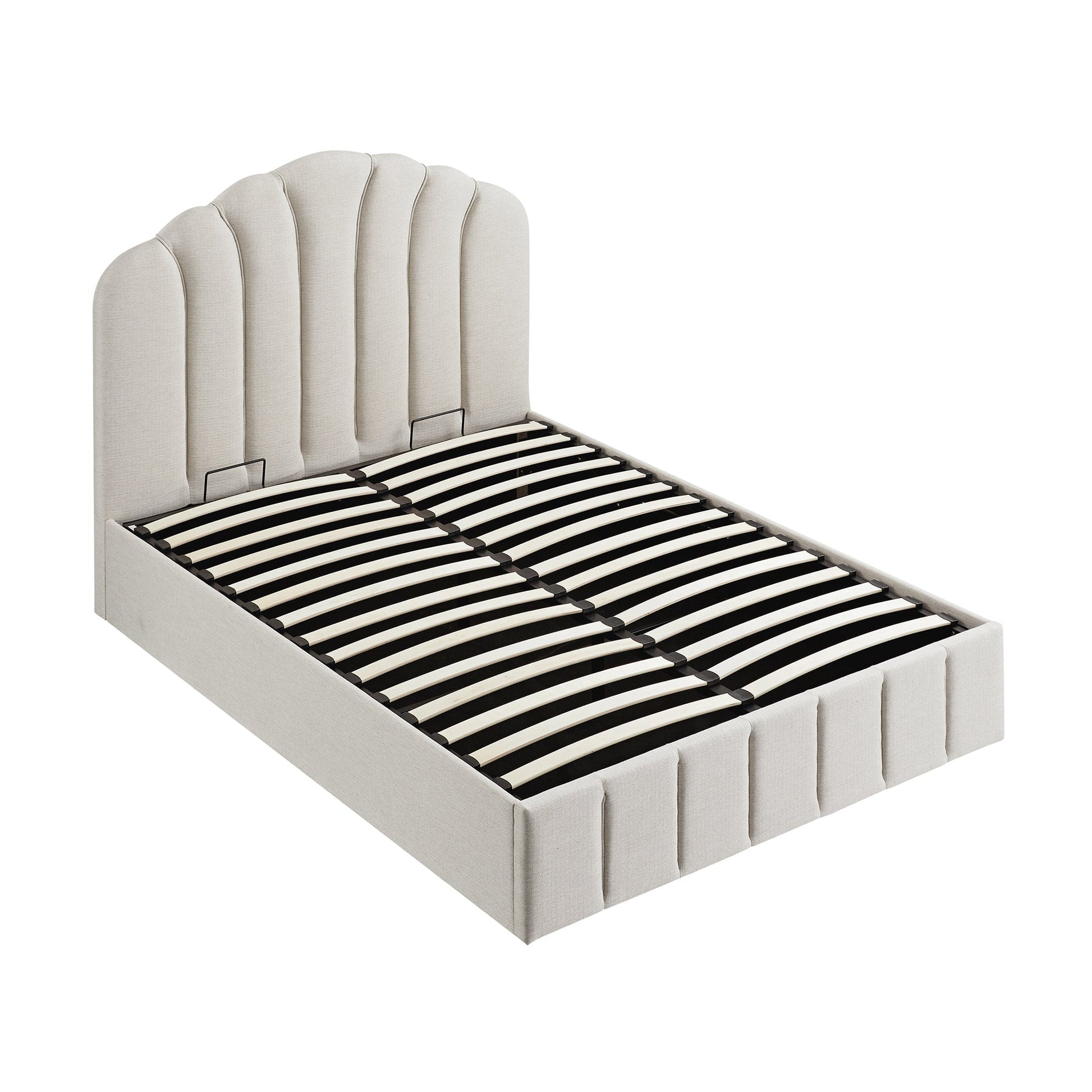 Hana Ottoman Bed with Storage, Ivory Weave Fabric