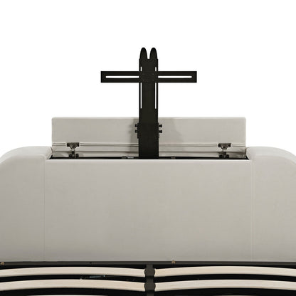 Hadley Champagne Velvet TV Bed with Ottoman Storage