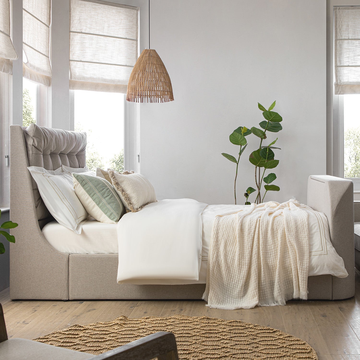 Hadley Stone Fabric TV Bed with Ottoman Storage