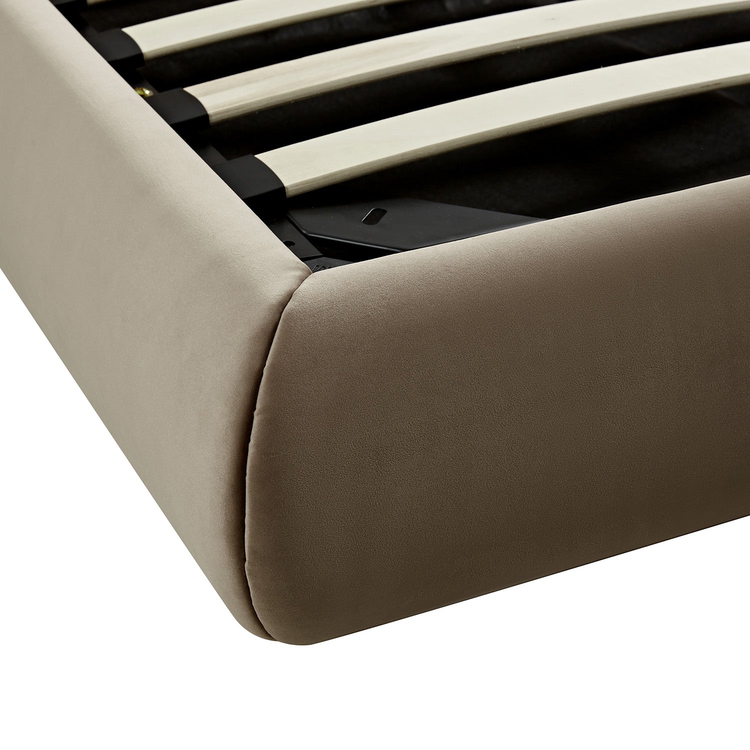 Jolene Layered Wingback Bed with Storage, Taupe Velvet