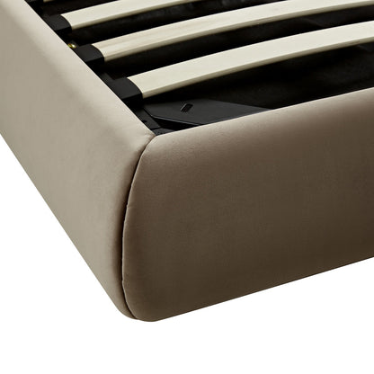 Jolene Layered Wingback Bed with Storage, Taupe Velvet