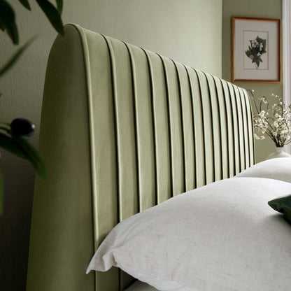 Helia Pleated Ottoman Bed with Storage, Lichen Velvet