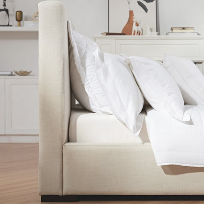 Antoine Side-Opening Ottoman Bed with Storage, Ivory Linen Blend