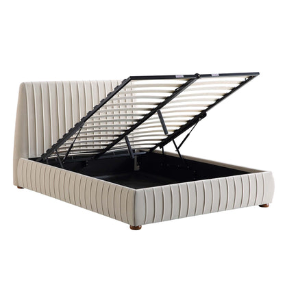 Helia Pleated Ottoman Bed with Storage, Champagne Velvet
