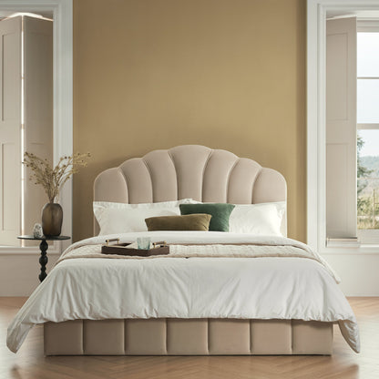 Hana Ottoman Bed with Storage, Warm Stone Velvet