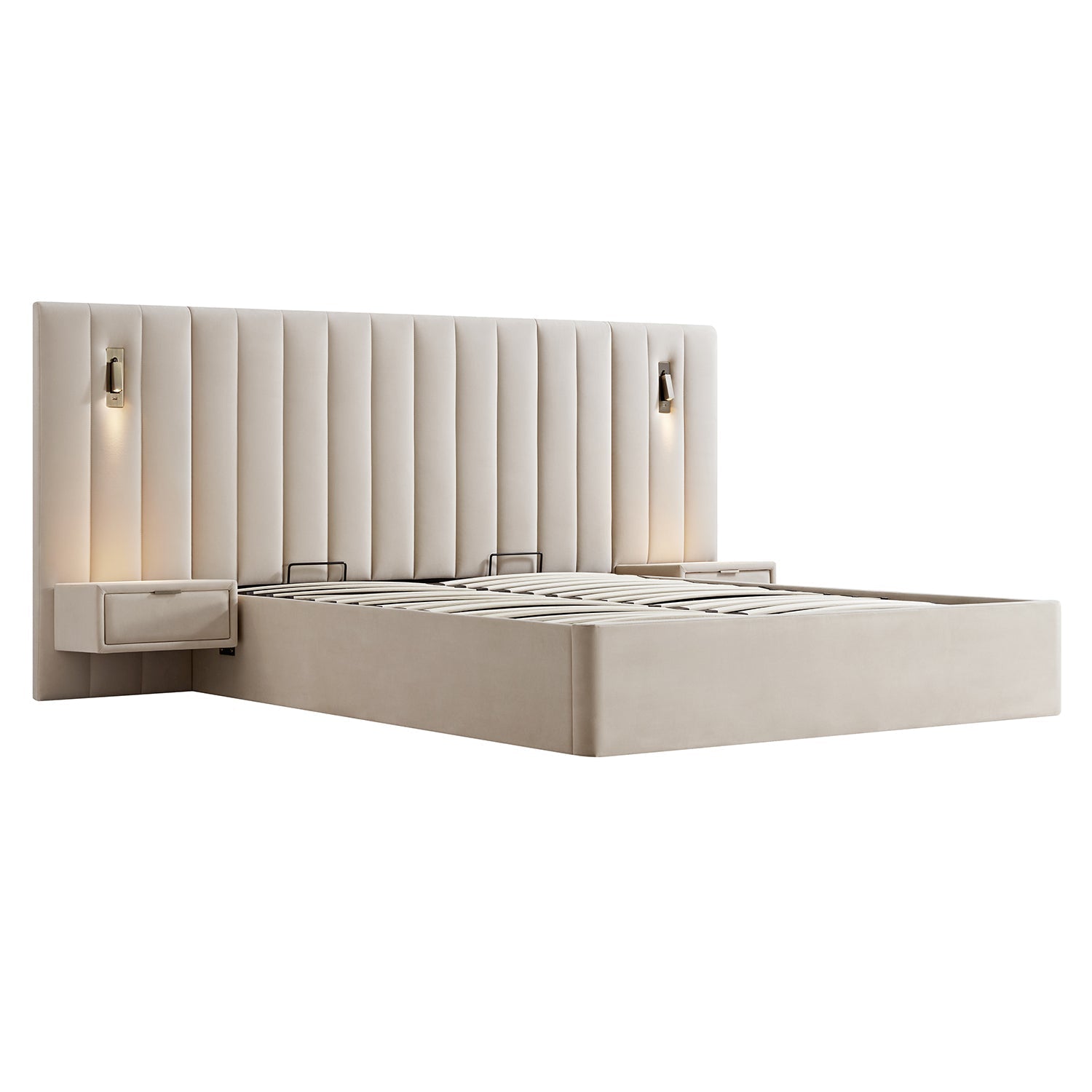 Tremezzo Oversized Ottoman Bed with Storage, Champagne Velvet