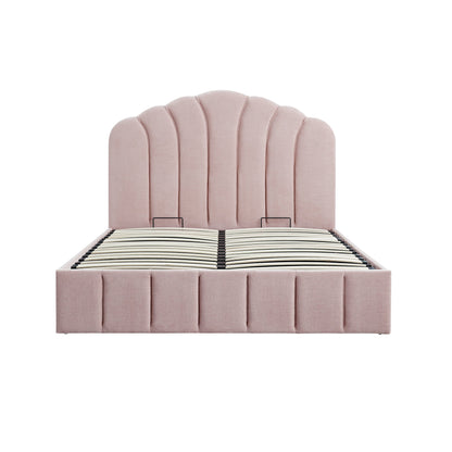 Hana Ottoman Bed with Storage, Petal Pink Chenille