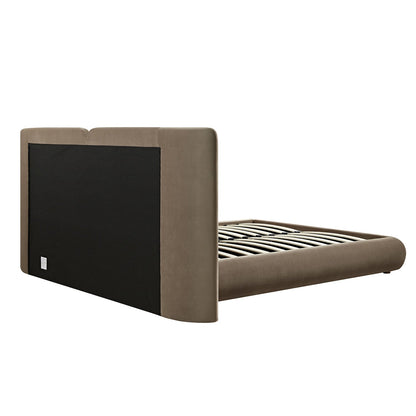 Jolene Layered Wingback Bed with Storage, Taupe Velvet