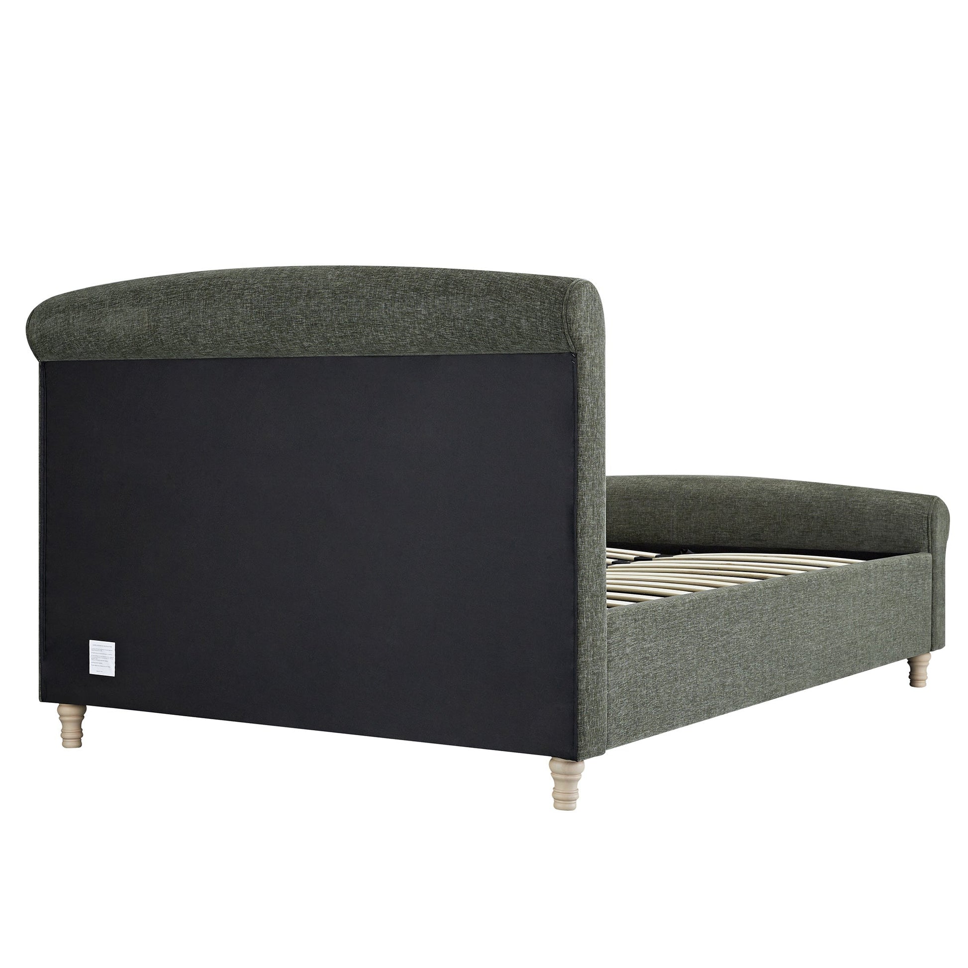 Porchester Ottoman Bed with Storage, Sleigh, Forest Green Chenille