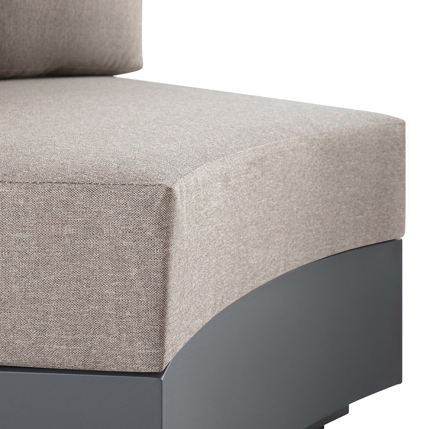 Jardin Aluminium Outdoor Modular 1-Piece Curved Sofa, Granite