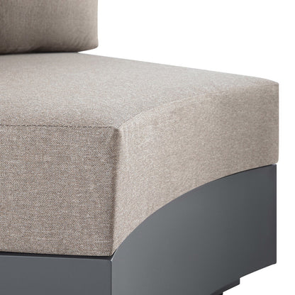 Jardin Aluminium Outdoor Modular 1-Piece Curved Sofa, Granite