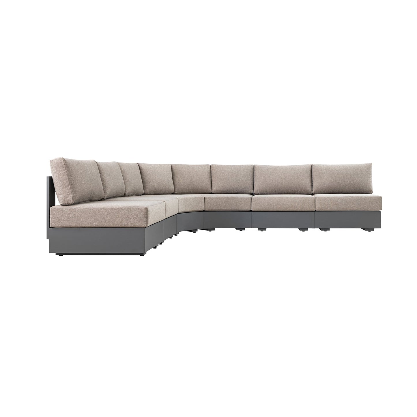 Jardin Aluminium Outdoor Modular 6-Piece Curved Corner Sofa Set, Granite