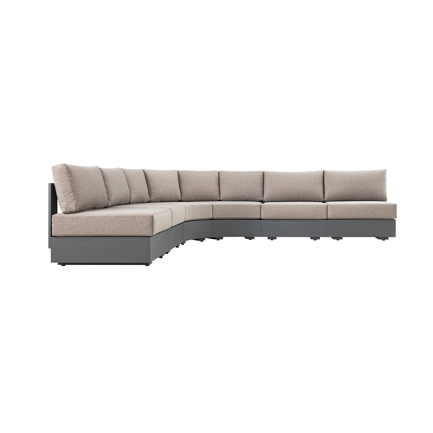 Jardin Aluminium Outdoor Modular 6-Piece Curved Corner Sofa Set, Granite