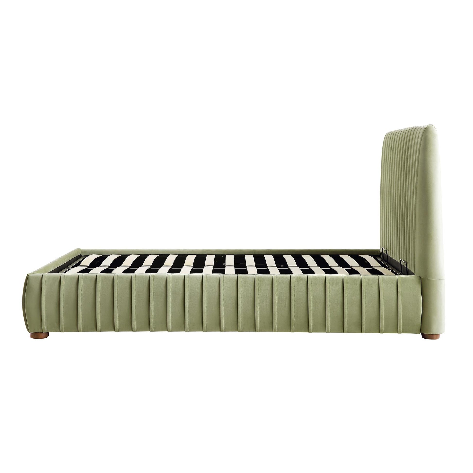 Helia Pleated Ottoman Bed with Storage, Lichen Velvet