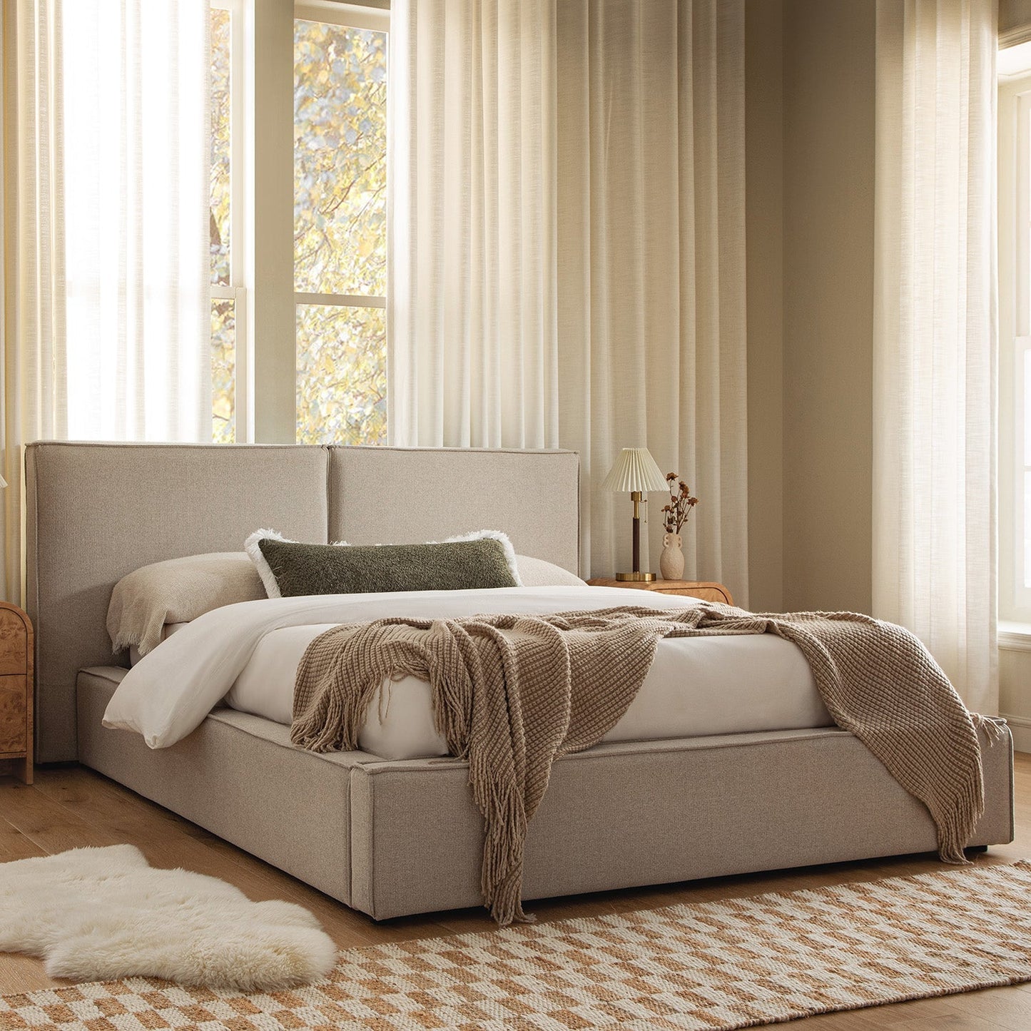 Claudine Ottoman Bed with Storage, Oatmeal Weave