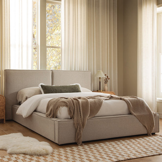 Claudine Ottoman Bed with Storage, Oatmeal Weave