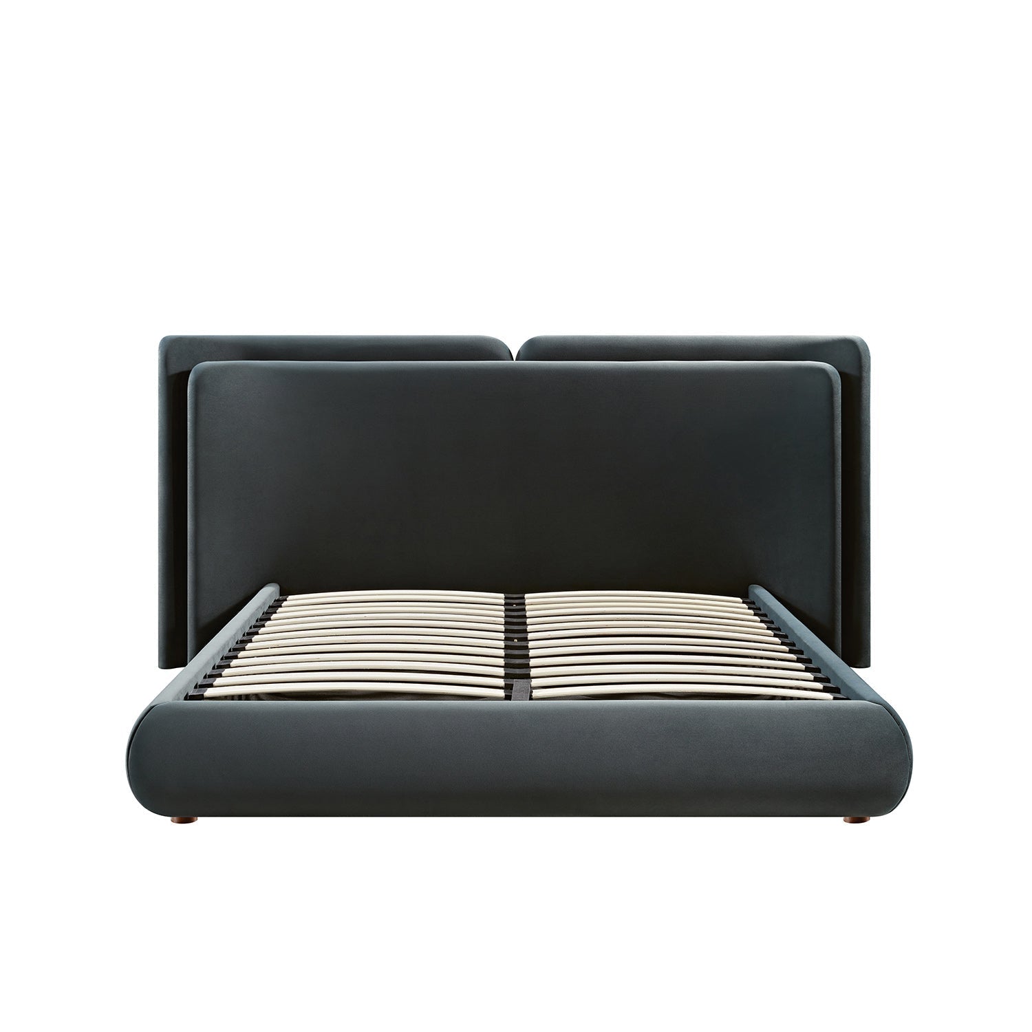 Jolene Layered Wingback Bed with Storage, Aegean Blue Velvet