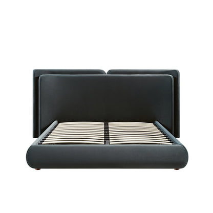 Jolene Layered Wingback Bed with Storage, Aegean Blue Velvet