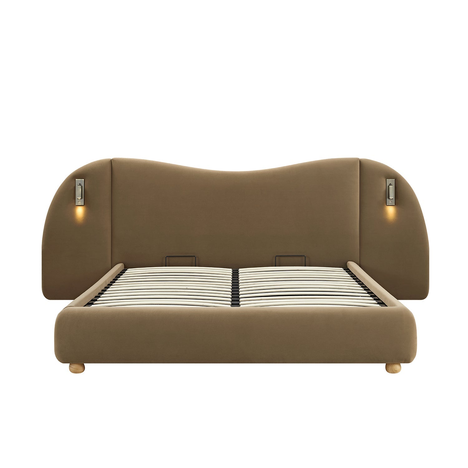 Egerie Extended Headboard Ottoman Bed with Storage, Hazel Velvet