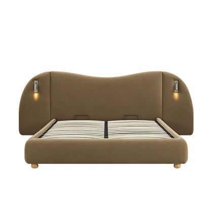 Egerie Extended Headboard Ottoman Bed with Storage, Hazel Velvet