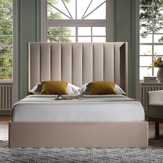 Wilton Champagne Velvet Ottoman Bed with Storage