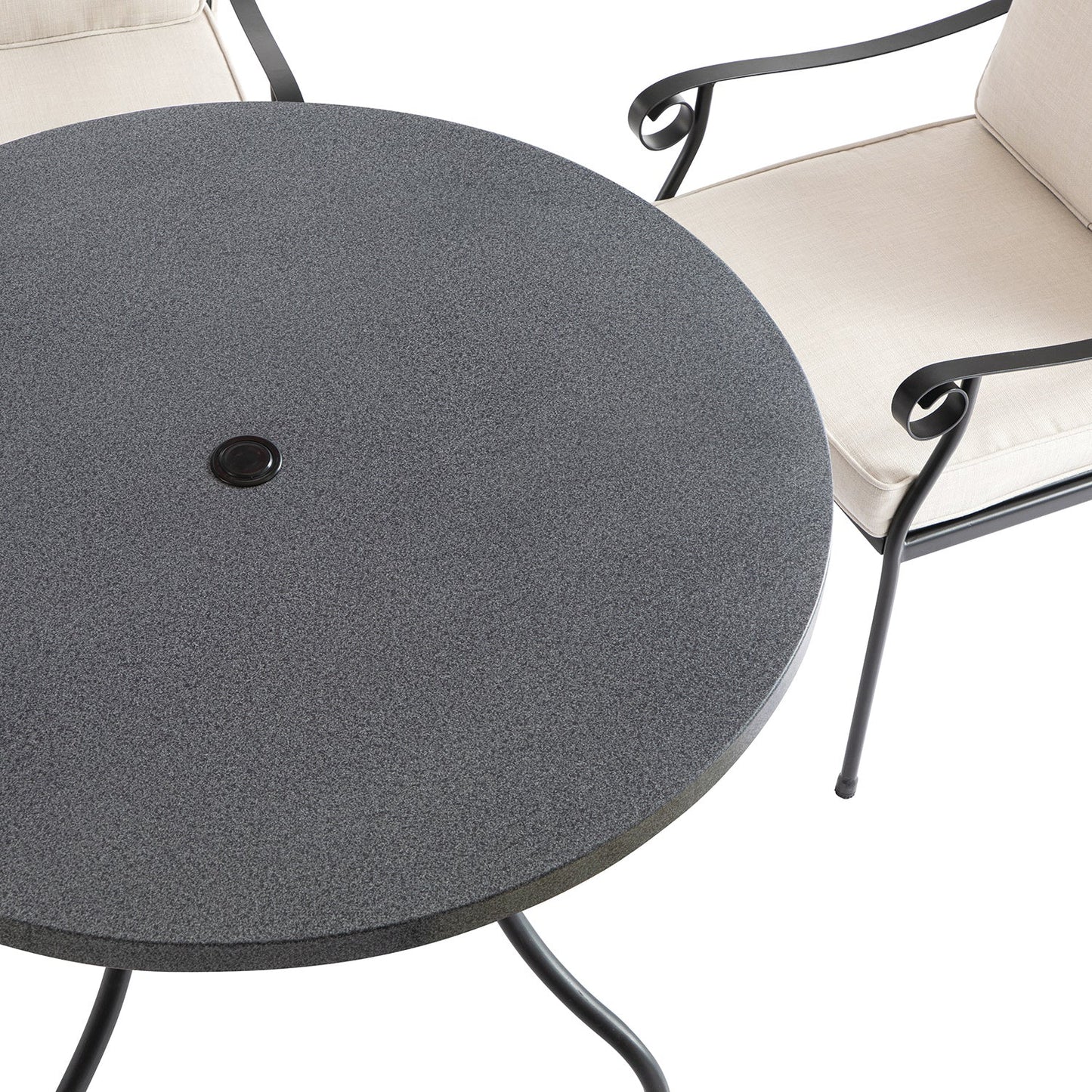 Haymes Indoor and Outdoor Metal 4-Seater Round Dining Set, Beige