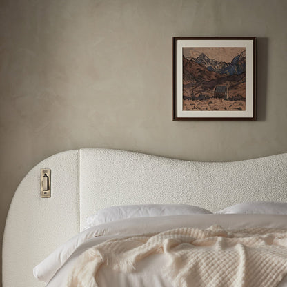 Egerie Extended Headboard Ottoman Bed with Storage, Beige Boucle