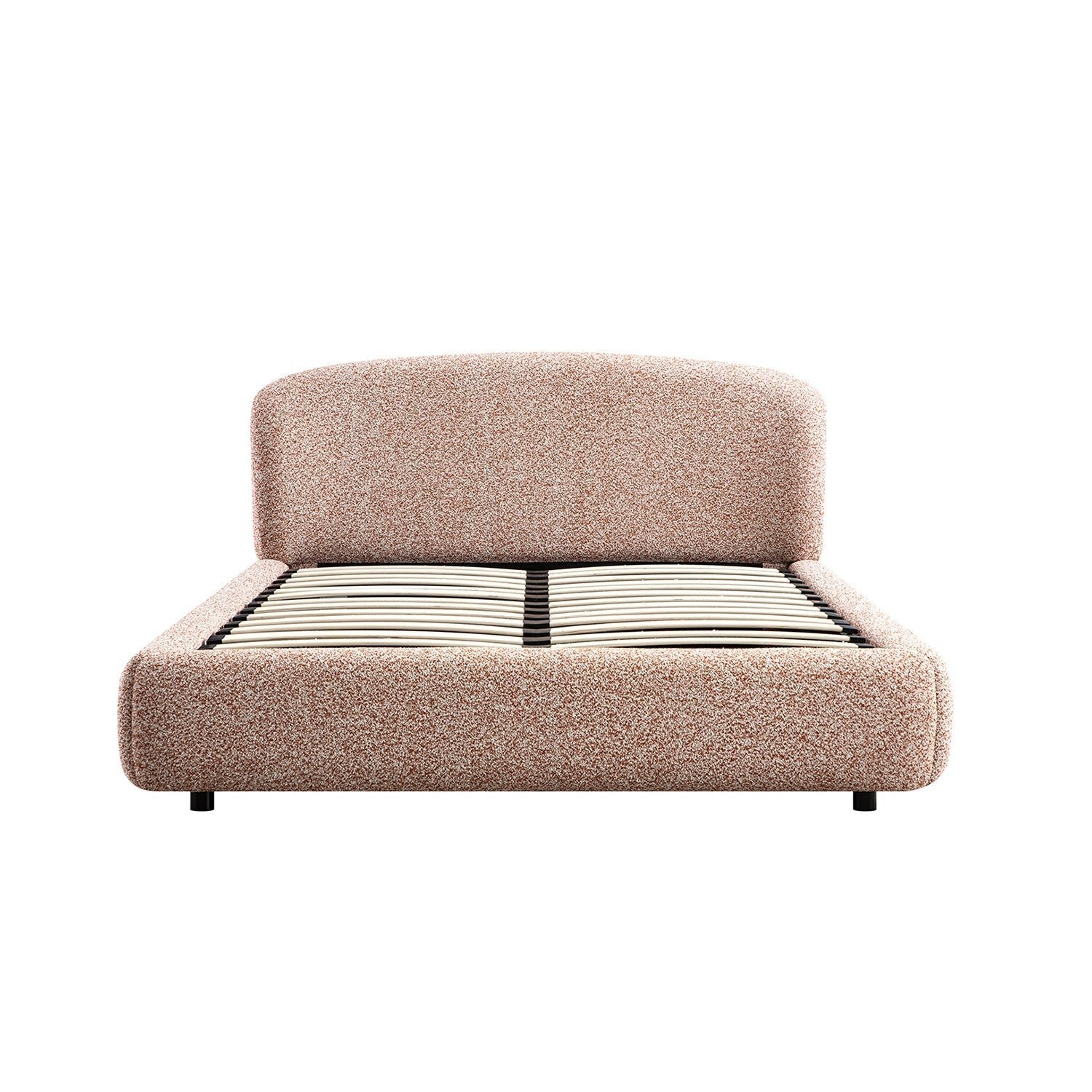 Constance Winged Headboard Ottoman Bed with Storage, Musk Blush Boucle